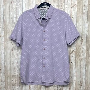 Ted Baker Diamond Print Lavender Short Sleeve Button Down [BB114]
